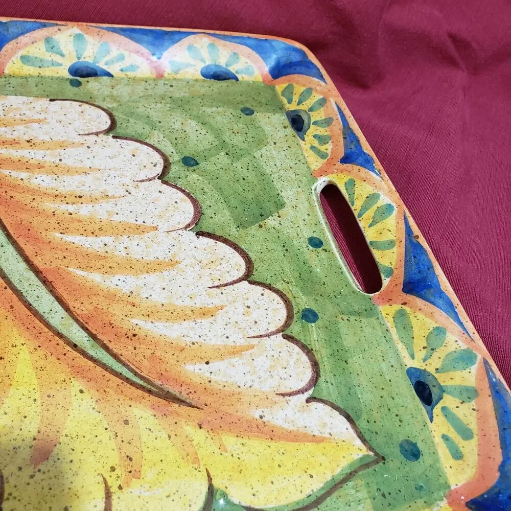 Archer Anita Mary Bellini Piu Italy Made Multicolor ceramic Tray Handles 14
